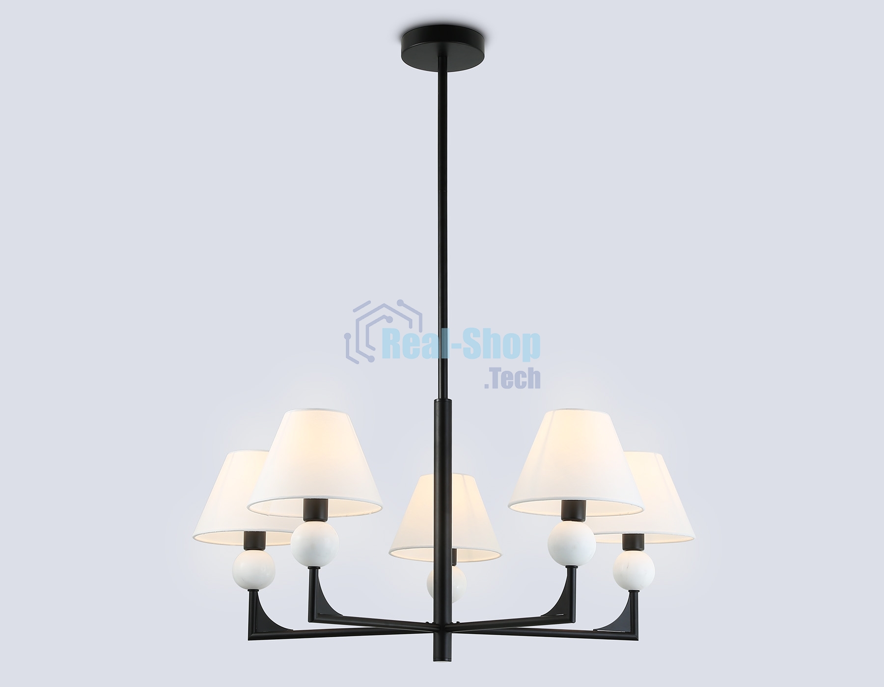 Люстра Ambrella light LH75153/5 BK/FR черный/белый матовый E14*5 max 40W D730*580