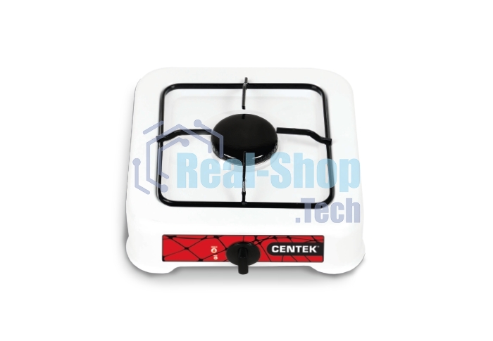 Плита настольная газовая Centek CT-1520 (белый), 1 конфорка, сменная форсунка баллон/магистраль