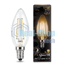 Лампа светодиодная Gauss LED Filament Свеча E14 11W 720lm 2700К 1/10/50