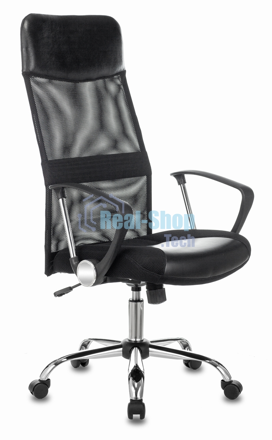 Кресло руководителя Бюрократ CH-600SL черный, искусст.кожа, сетка/ткань, крестовина металл хром