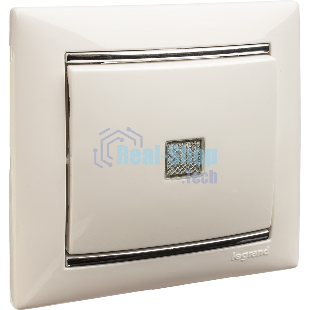 Механизм выключателя 1-кл. СП Valena 10А IP31 с зел. инд. бел. Legrand 774410