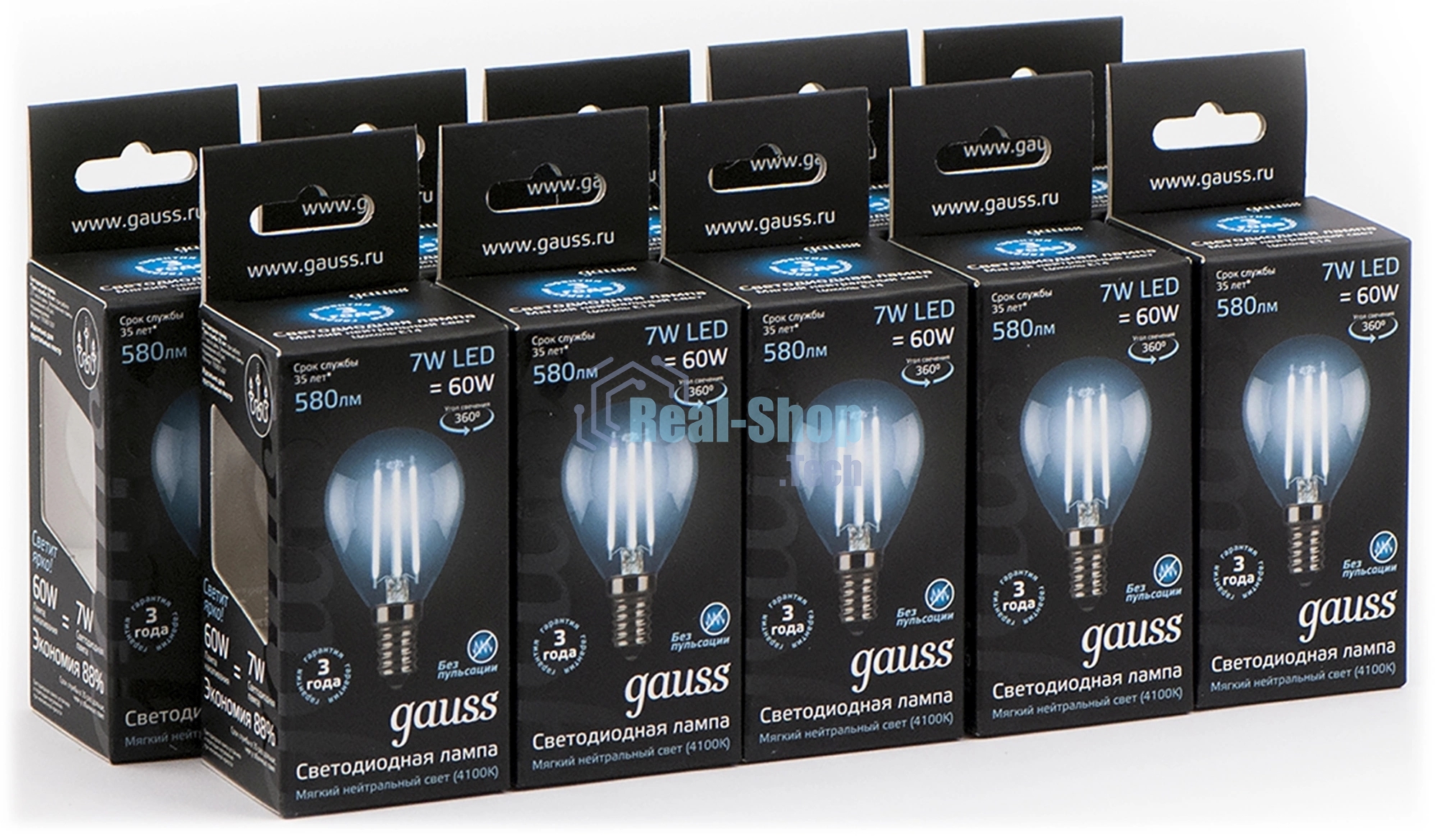 Лампа светодиодная Filament Шар E14 7Вт 4100К Gauss 105801207