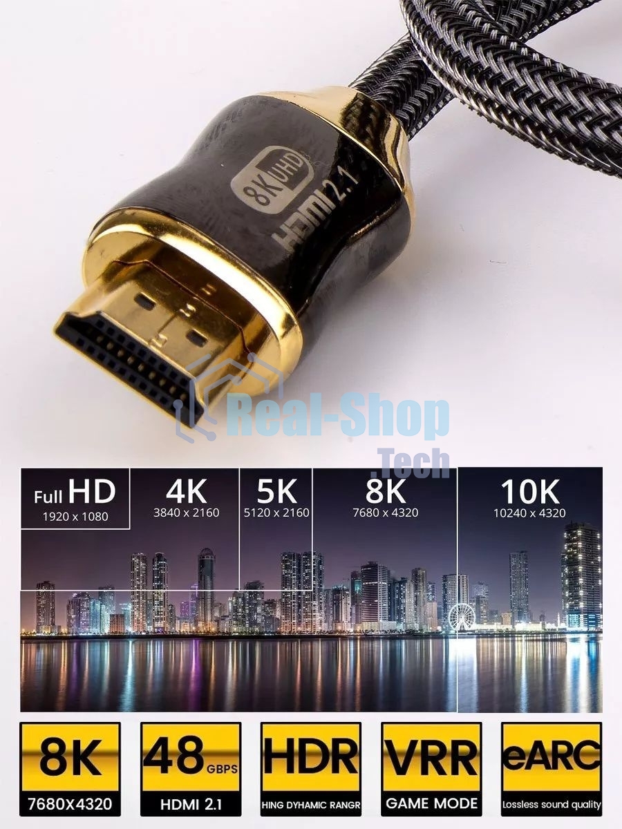 Кабель HDMI 19M/M,ver. 2.1, 8K@60 Hz 0.5m метал разъемы, нейлоновая оплетка Telecom TCG300-0.5M Кабель HDMI 19M/M,ver. 2.1, 8K@60 Hz 0.5m метал разъемы, нейлоновая оплетка Telecom