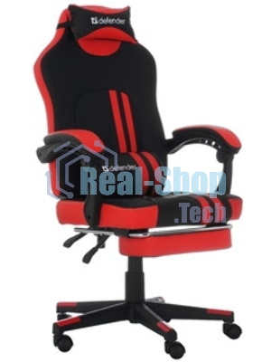 Кресло Defender DIABLO BLACK/RED черный/красный, экокожа, подставка для ног