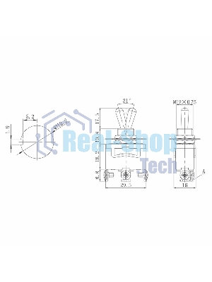 Тумблер Rexant 250V 15А (3c) ON-OFF-ON однополюсный (KN-103) Индивидуальная упаковка 1 шт