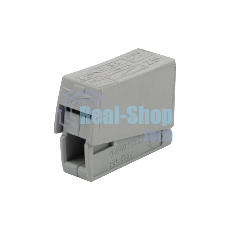 Строительно-монтажная клемма Rexant СМК 224 для светильника на 1 проводник (1,0-2,5)/(0,5-2,5) мм², серая (100 шт./уп.)