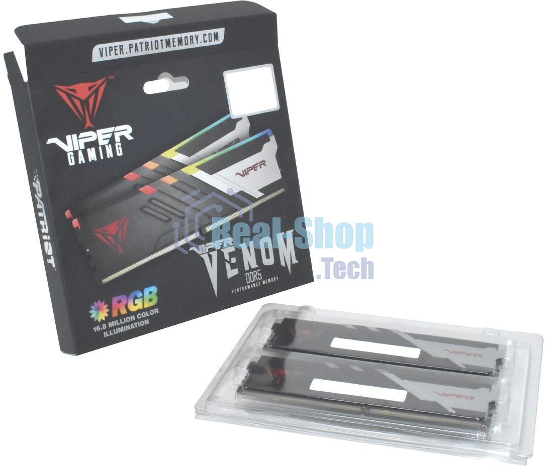 Оперативная память Patriot Viper Venom, DDR5, 32GB (2x16GB), 6800MHz, CL34, DIMM, с радиаторами, RGB, черный