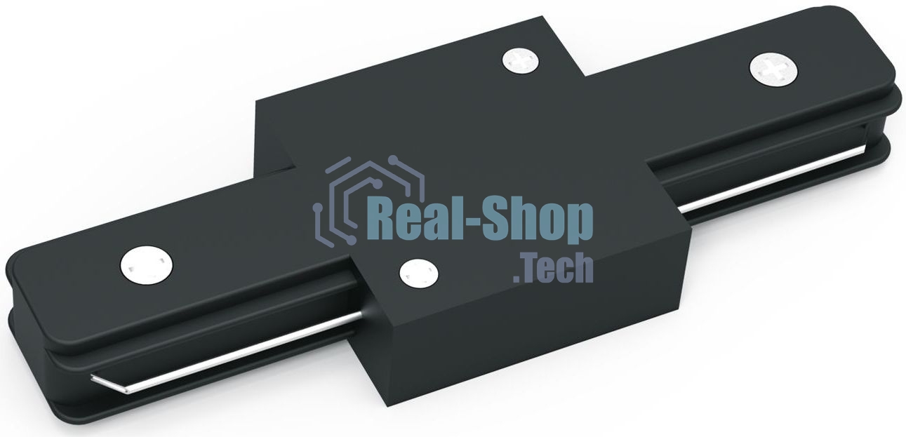 Коннектор для трековых шинопроводов Gauss прямой (I) черный 1/50