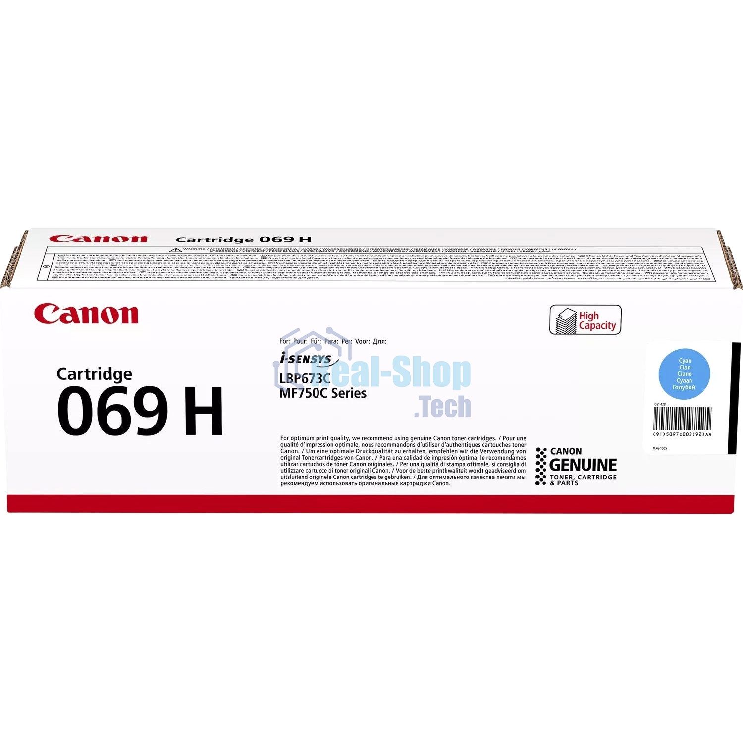Картридж лазерный Canon 069HC (5097C002/004) голубой (5500 стр., повышенной емкости) для Canon MF752Cdw/754Cdw, LBP673Cdw
