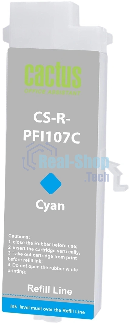 Картридж перезаправляемый струйный Cactus CS-R-PFI107C голубой для Canon imageProGRAF iPF670/680/685/770/780/785 без чипа