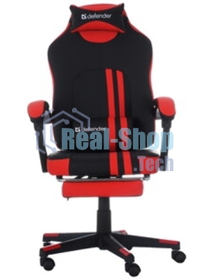 Кресло Defender DIABLO BLACK/RED черный/красный, экокожа, подставка для ног