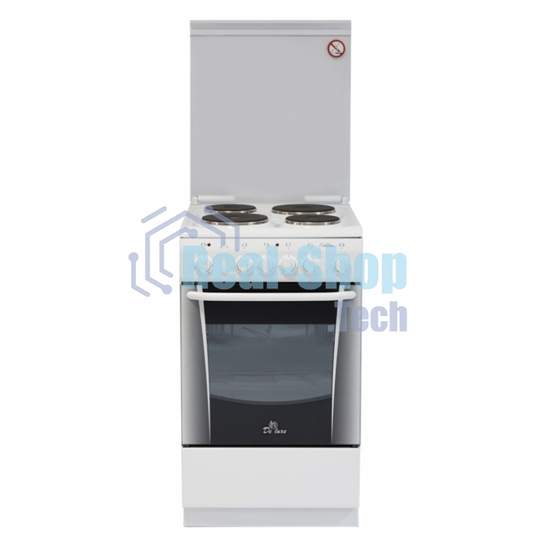 Плита электрическая De Luxe 506004.00Э (кр) белый, конфорок 4 шт, духовка 60 л, 50 см x 85 см x 60 см