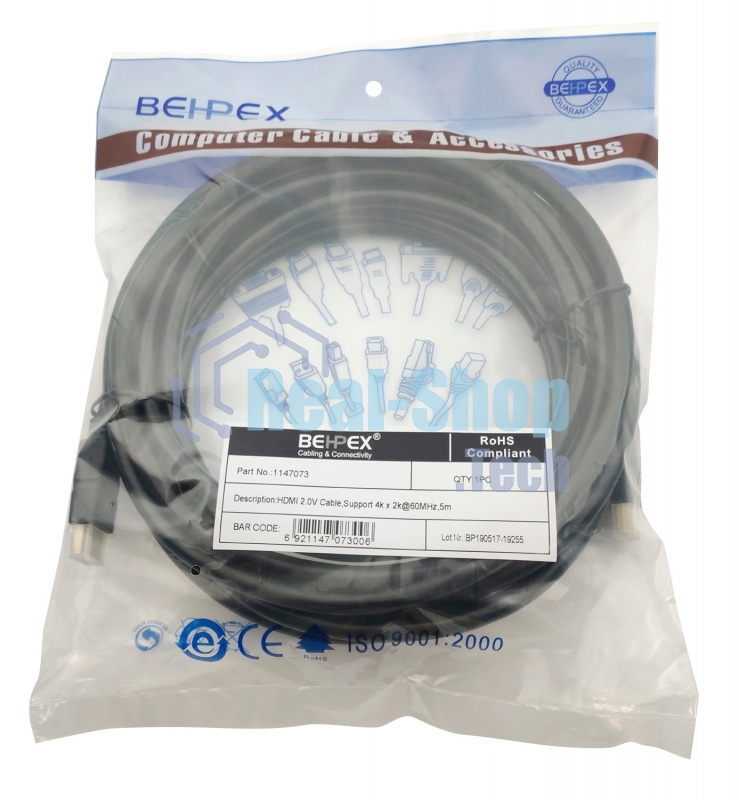 Кабель видео HDMI (m)/HDMI (m) 5м. черный