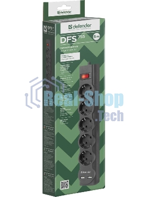 Сетевой фильтр Defender 5M DFS 755 5OUTL.