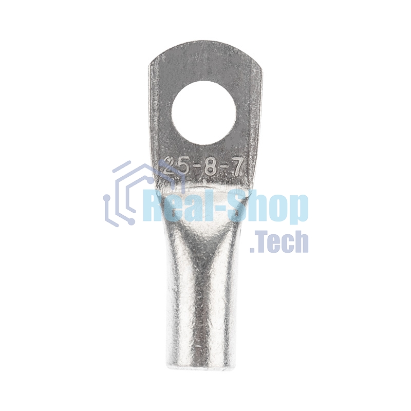 Наконечник медный луженый Rexant ТМЛ 25–8–7 (25мм² - Ø8мм) ГОСТ 7386-80 (в упак. 100 шт.)