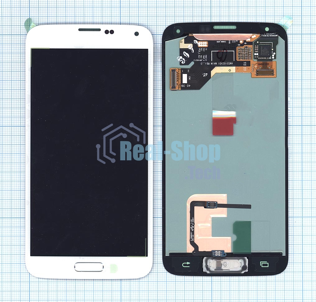 Дисплей для Samsung Galaxy S5 SM-G900H белый с кнопкой home