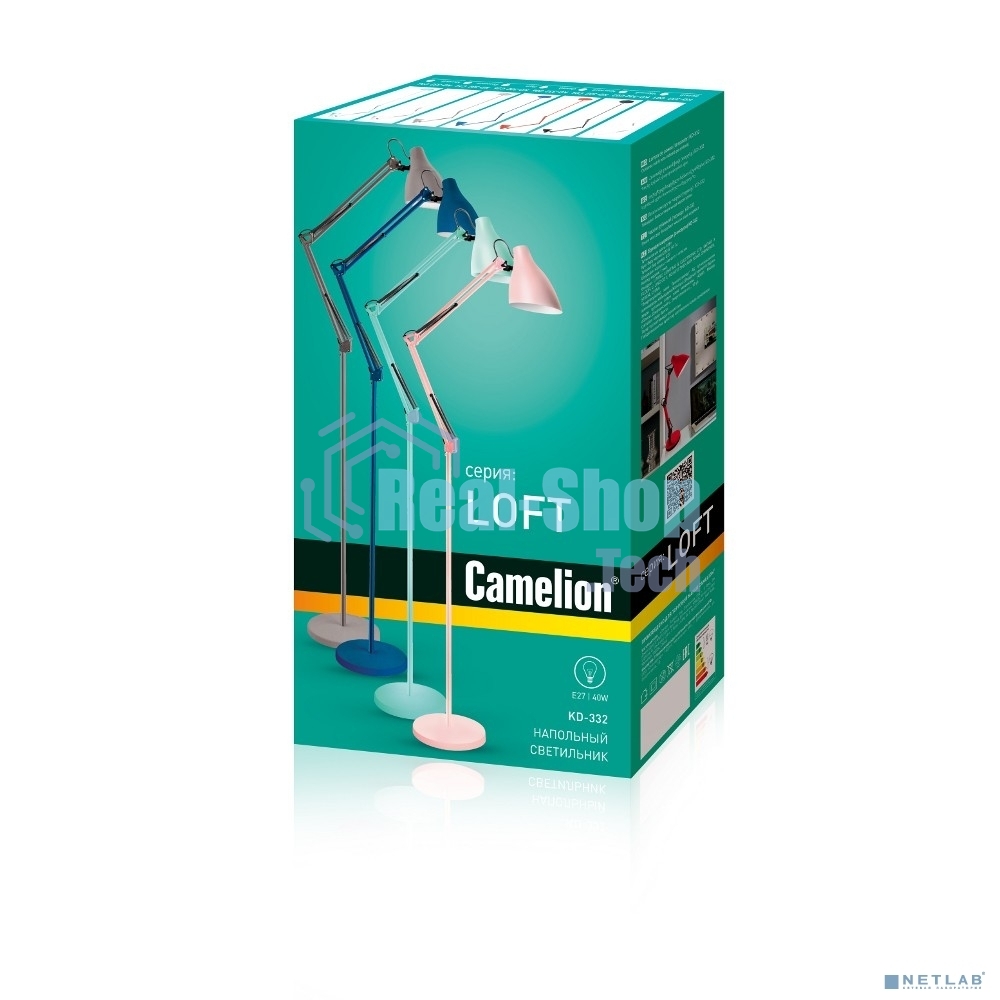 Светильник напольный, торшер, Camelion KD-332 C01 белый (230V, 40W, E27)
