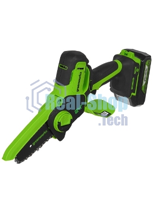 Цепная мини пила GreenWorks G24MCS10K2 аккумуляторная, 24v, 10 см, c АКБ 2АЧ и ЗУ (2008207UA)