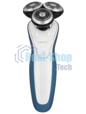 Электробритва Centek CT-2152 (сер/бел/син) 5 ВТ, 3 плав. головки, аккумулятор+работа от сети