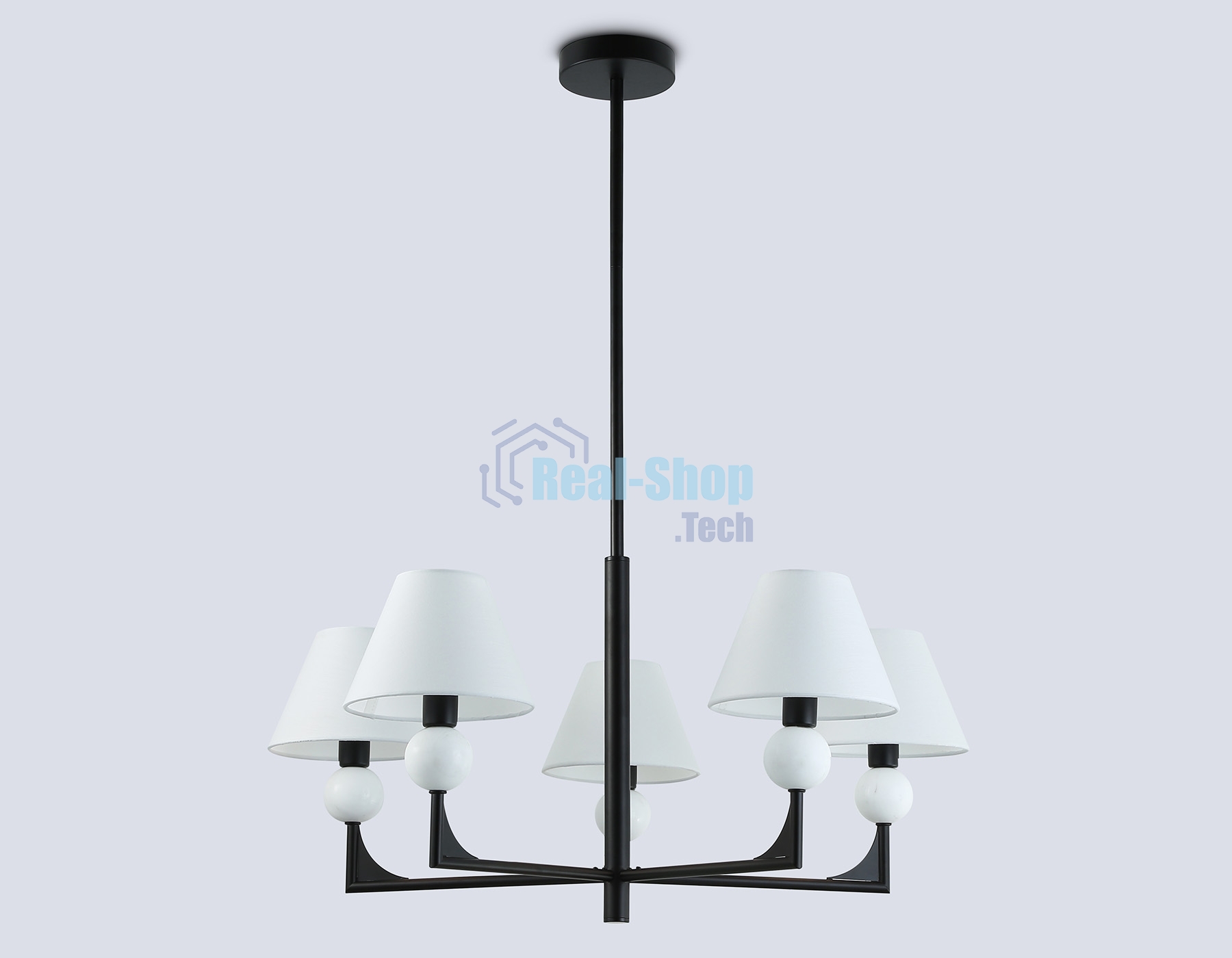Люстра Ambrella light LH75153/5 BK/FR черный/белый матовый E14*5 max 40W D730*580