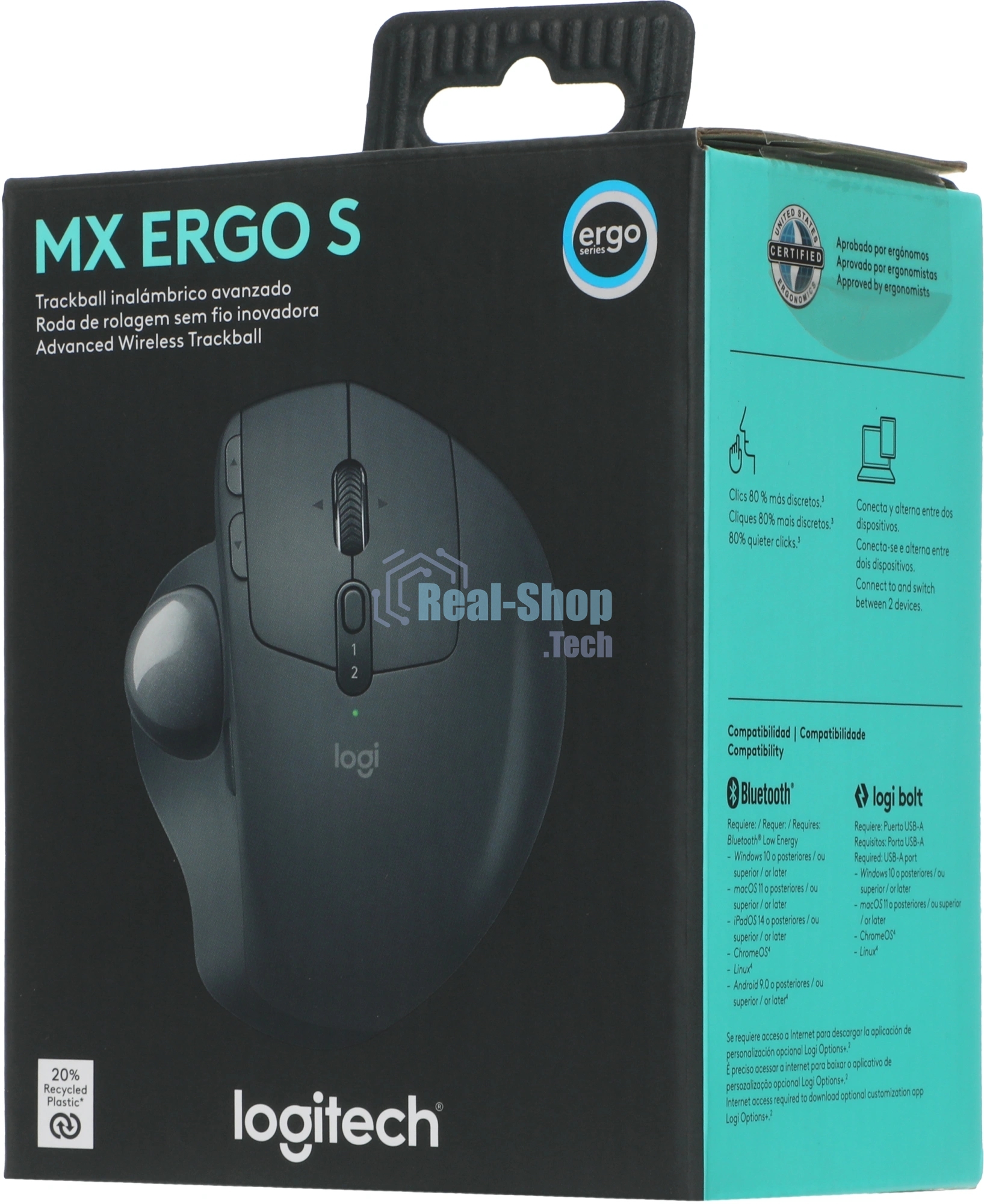 Трекбол Logitech Trackball MX Ergo S графитовый оптическая 2048dpi беспров. BT/Radio USB (910-007261)