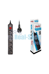 Сетевой фильтр BURO Сетевой фильтр, 6 розеток, 5 метра, (600SH-5-B), черный 992278