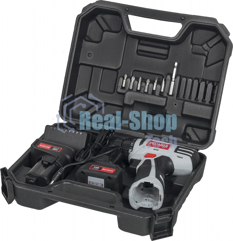 Дрель-шуруповерт аккумуляторная Ресанта ДА-24-2ЛК 75/14/7, Аккумуляторная, 24В, 2 АКБ, Кейс