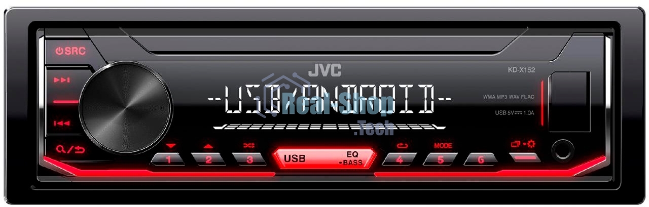 Автомагнитола JVC KD-X152M, 1 DIN, USB Type-A, AUX, съёмная панель