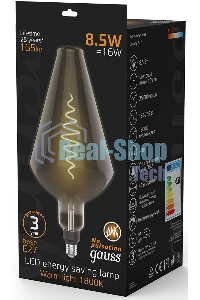 Лампа cветодиодная LED Filament Vase E27 8.5W Gray 165lm 1800K 1/2 180802005 Gauss