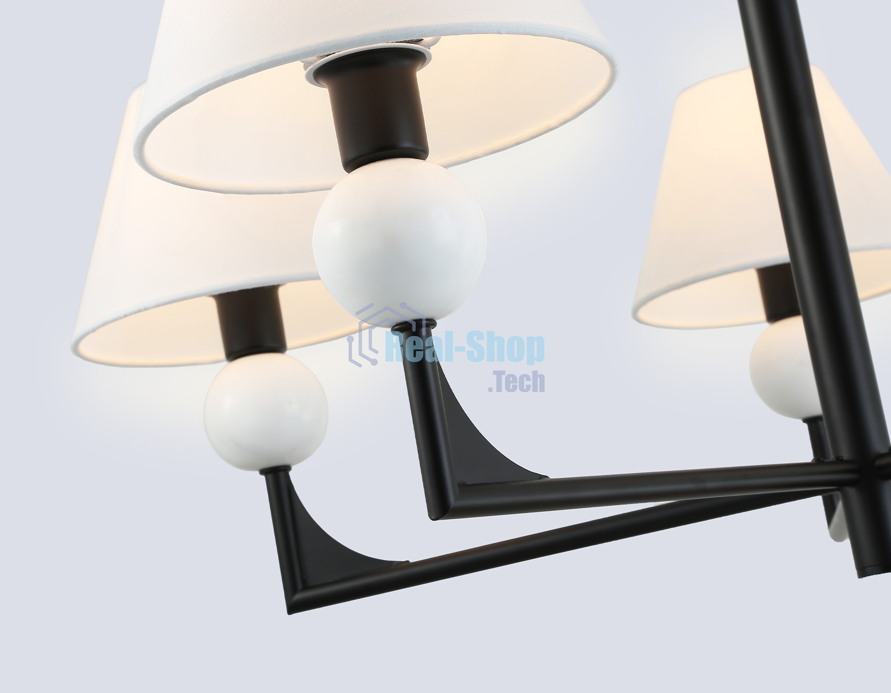 Люстра Ambrella light LH75153/5 BK/FR черный/белый матовый E14*5 max 40W D730*580