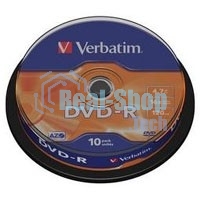 Диск DVD-R Verbatim 4.7Gb 16x bulk (10шт) (43729)