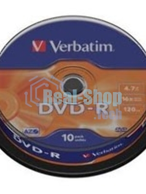 Диск DVD-R Verbatim 4.7Gb 16x bulk (10шт) (43729)