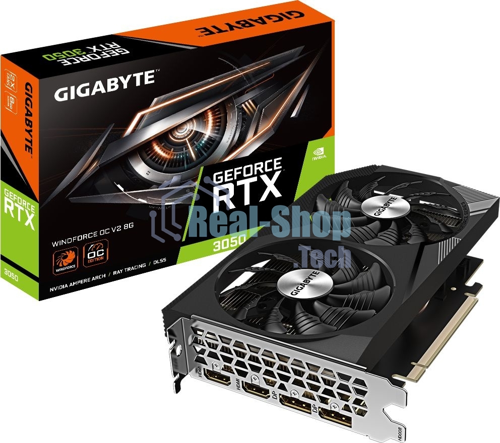 Видеокарта GIGABYTE NVIDIA GeForce RTX 3050 8Gb GDDR6 128bit 2xHDMI 2xDP