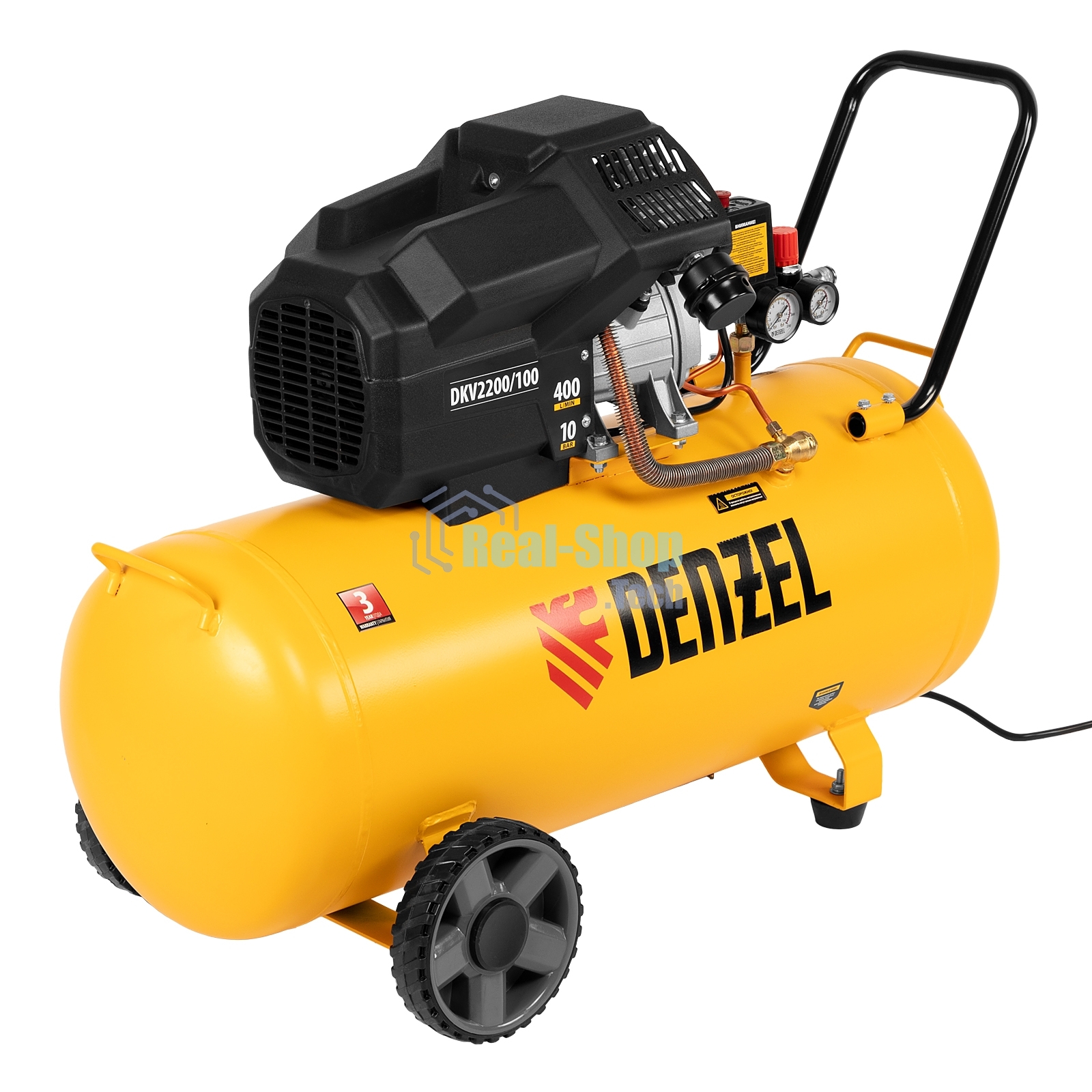 Компрессор воздушный Denzel DKV2200/100,Х-PRO (58079) 2.2 кВт, 400 л/мин, 100л