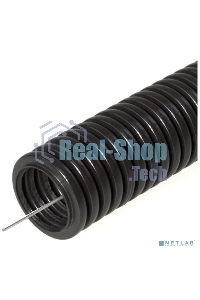 Труба гофрированная ПНД безгалогенная (HF) черная с/з д25 (50 м/2600 м уп/пал) PR.022551 Строитель