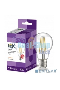 Лампа cветодиодная LED A60 шар прозр. Iek LLF-A60-9-230-40-E27-CL 9Вт 230В 4000К E27 серия 360°