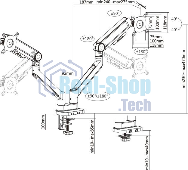 Кронштейн для мониторов Ultramounts UM733W белый 17