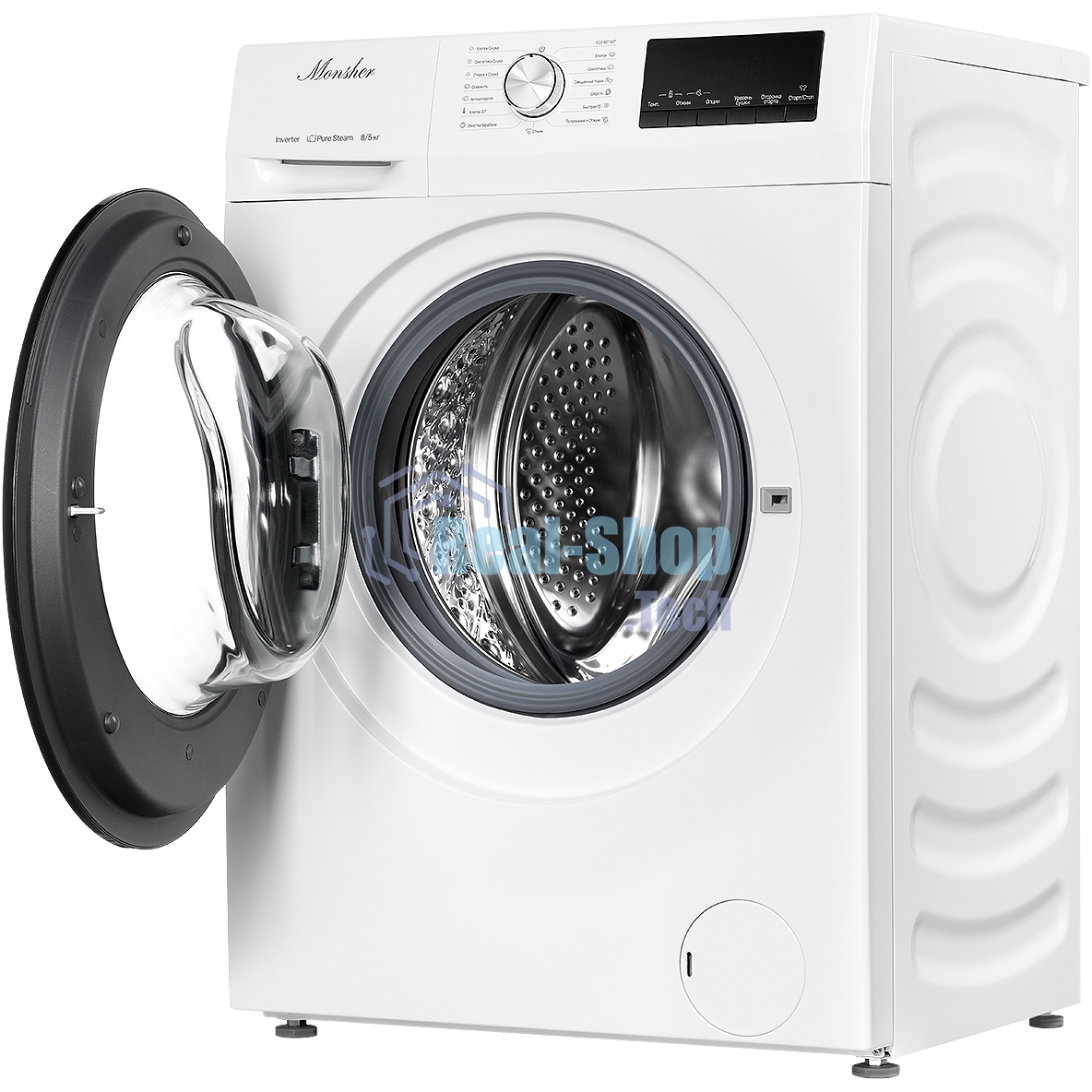 Стиральная машина с сушкой MONSHER MWDM 460 Blanc отдельностоящая, фронтальная, 15 программ, загрузка 8 кг, 1400 об/мин, кнопочное управление, инверторный двигатель, блокировка от детей, энергоэффективность В, белый