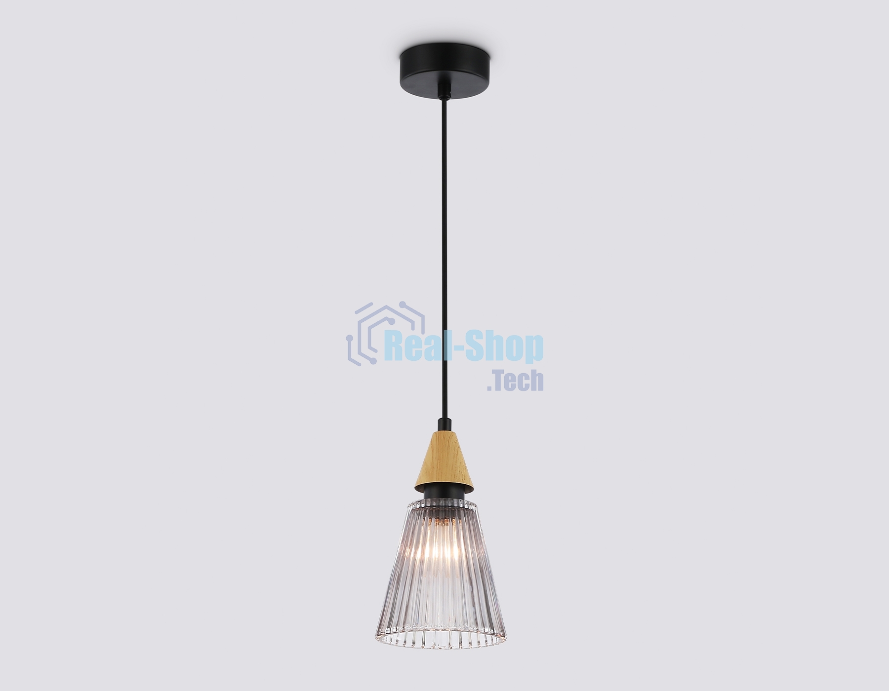 Светильник Ambrella light LH58111 BK/LW/SM черный/светлое дерево/дымчатый E14 max 40W D110*1500