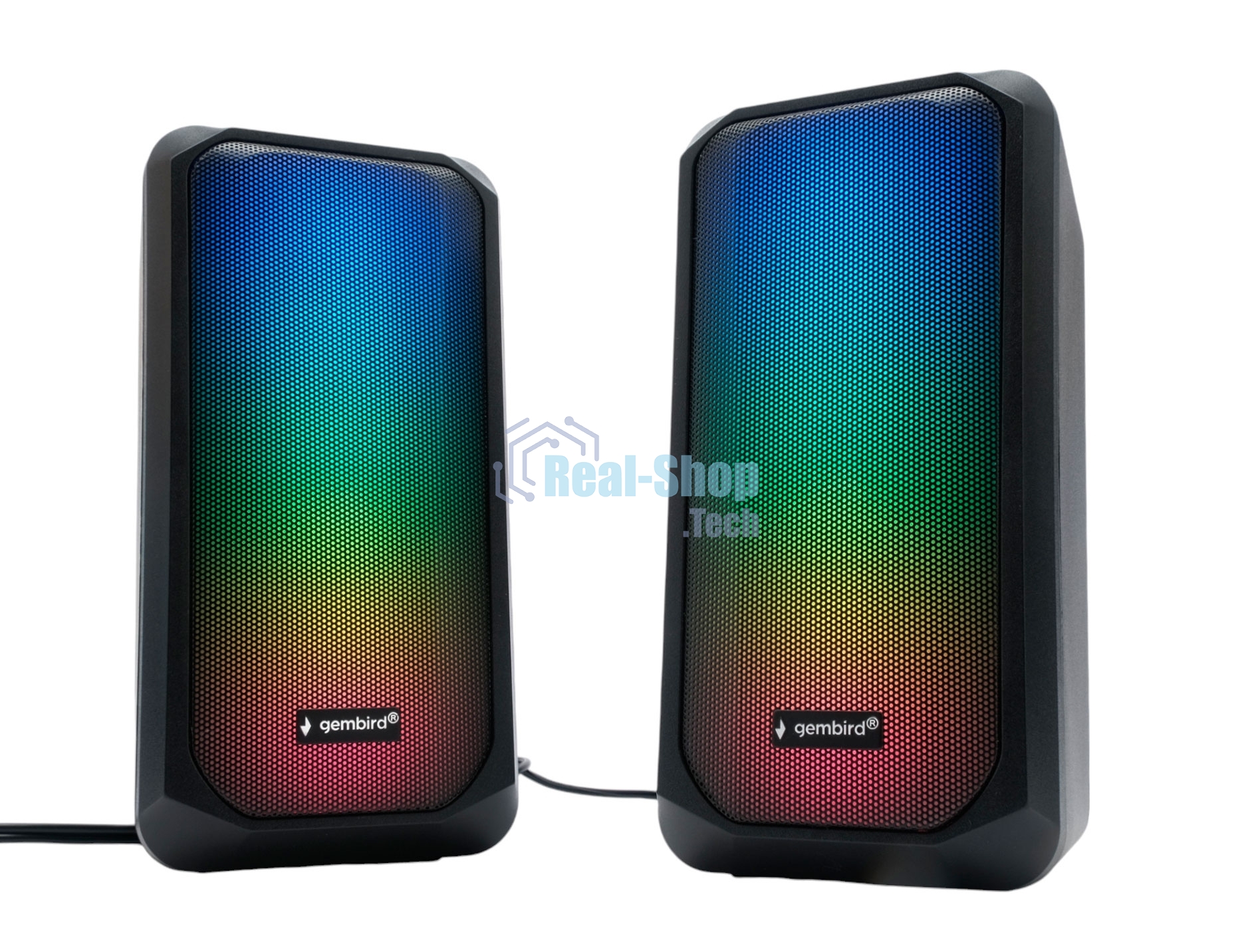 Акустическая система 2.0 Gembird SPK-300, 10Вт, пластик, рег.громкости, RGB подсветка, черный