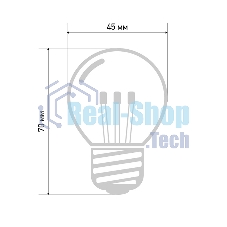 Лампа шар Neon-night e27 6 LED Ø45мм - розовая, прозрачная колба, эффект лампы накаливания