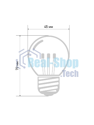 Лампа шар Neon-night e27 6 LED Ø45мм - розовая, прозрачная колба, эффект лампы накаливания