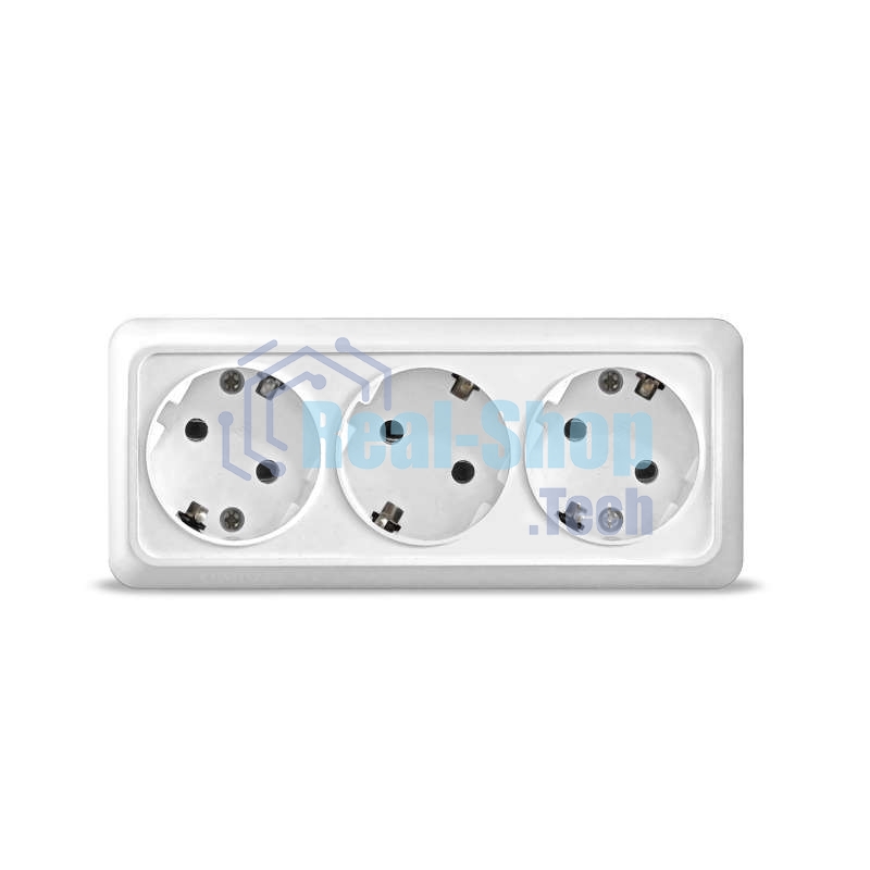 Розетка 3-м ОП Олимп с заземл. бел. UNIVersal 1161