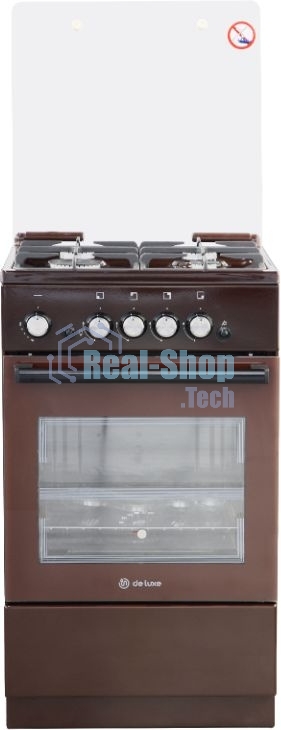 Плита газовая De Luxe 5040.32Г (КР) ЧР 014 коричневый, конфорок 4 шт, духовка 46 л, 50 см x 85 см x 50 см