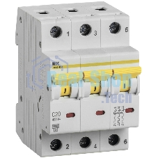 Выключатель автоматический трехполюсный ВА47-60M 20А C 6кА MVA31-3-020-C IEK
