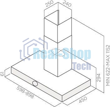 Вытяжка каминная Jet Air Touch BL/A/60 черный, 59.8 см, 1200 куб. м/ч, 54 дБ