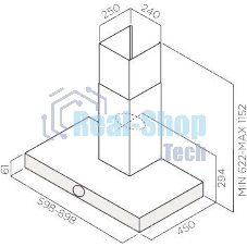 Вытяжка каминная Jet Air Touch BL/A/60 черный, 59.8 см, 1200 куб. м/ч, 54 дБ