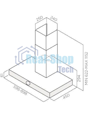 Вытяжка каминная Jet Air Touch BL/A/60 черный, 59.8 см, 1200 куб. м/ч, 54 дБ