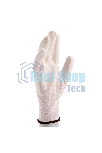 Перчатки трикотажные Сибртех с белым полиуретановым покрытием, размер L, 15 класс вязки