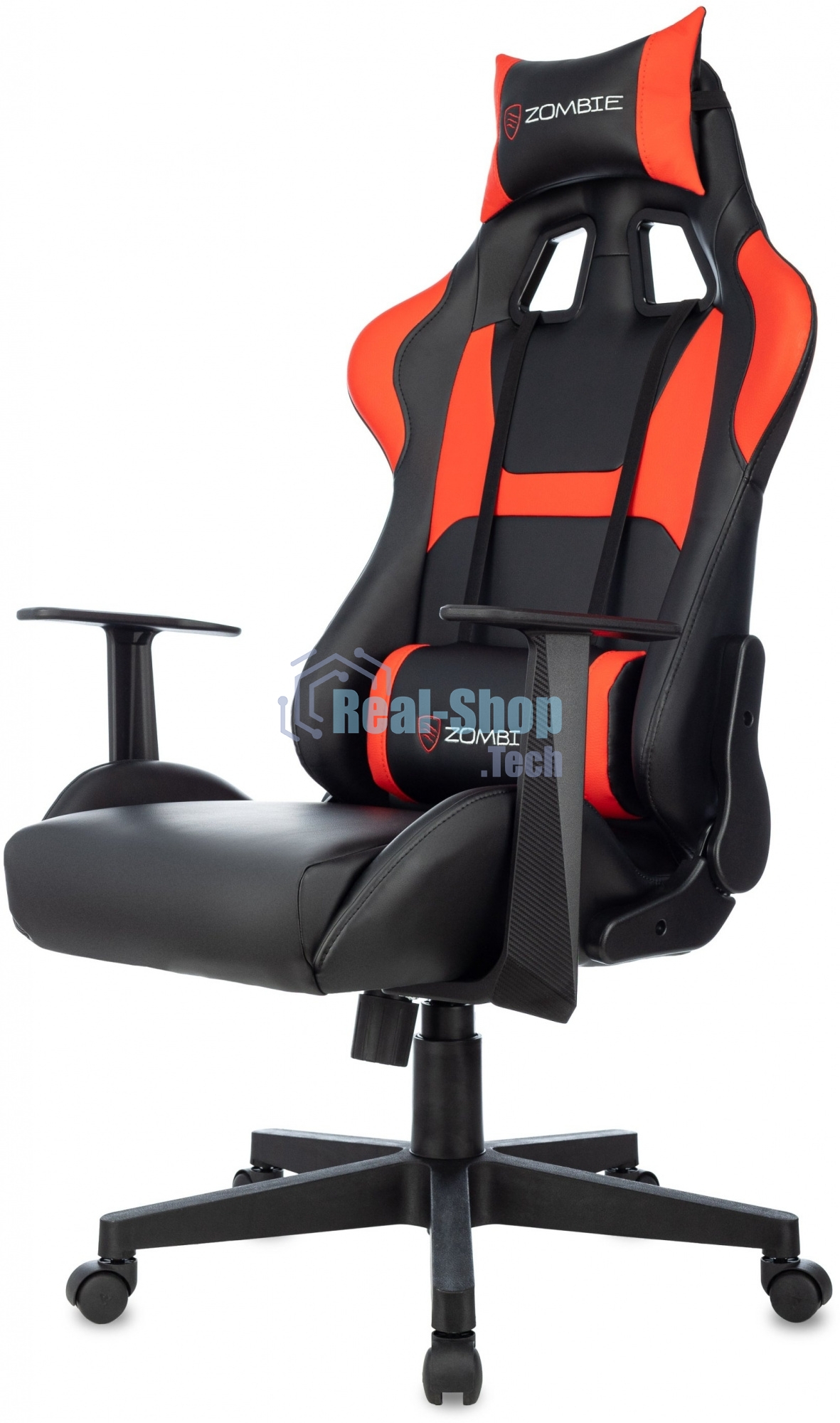 Кресло игровое Zombie Game Penta черный/красный эко.кожа с подголов. крестов. пластик